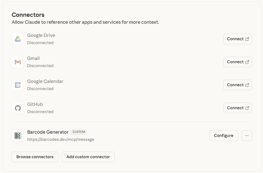 Barcodes.dev Connector Added